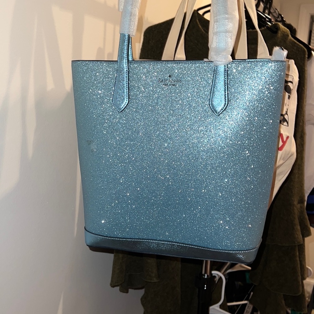 Kate spade tinsel tote in blue NWT